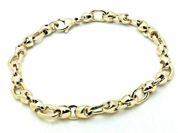 14k Yellow Gold Handmade Fashion Link Bracelet 8.5