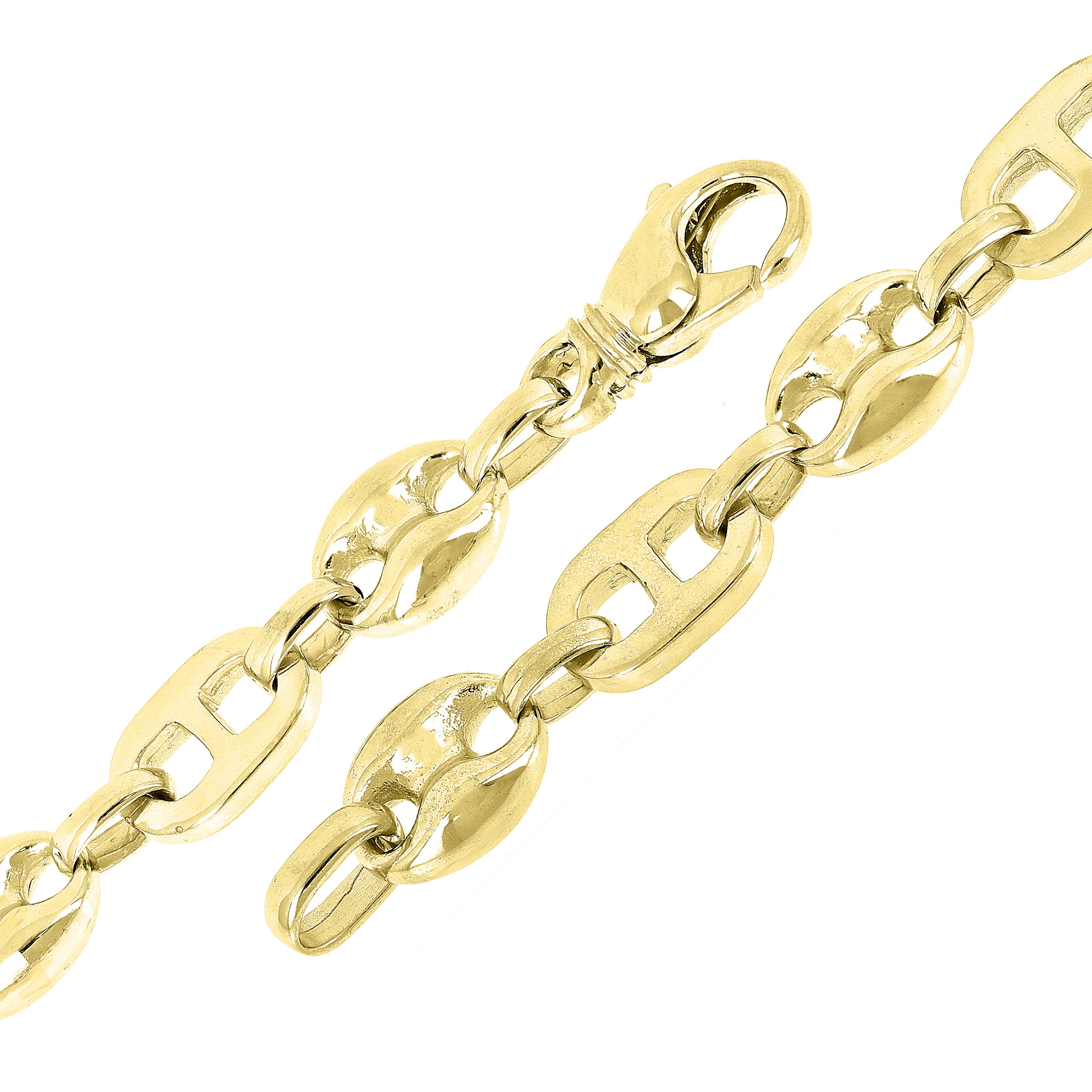 10k Yellow Gold Solid Gucci Puffy Mariner Link Chain Bracelet 7" 10.7mm 33.8g - Yellow,7"