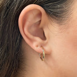 Italian 14k Yellow Gold High Polish 2mm 0.75" Diameter Round Hoop Earrings 1.1g