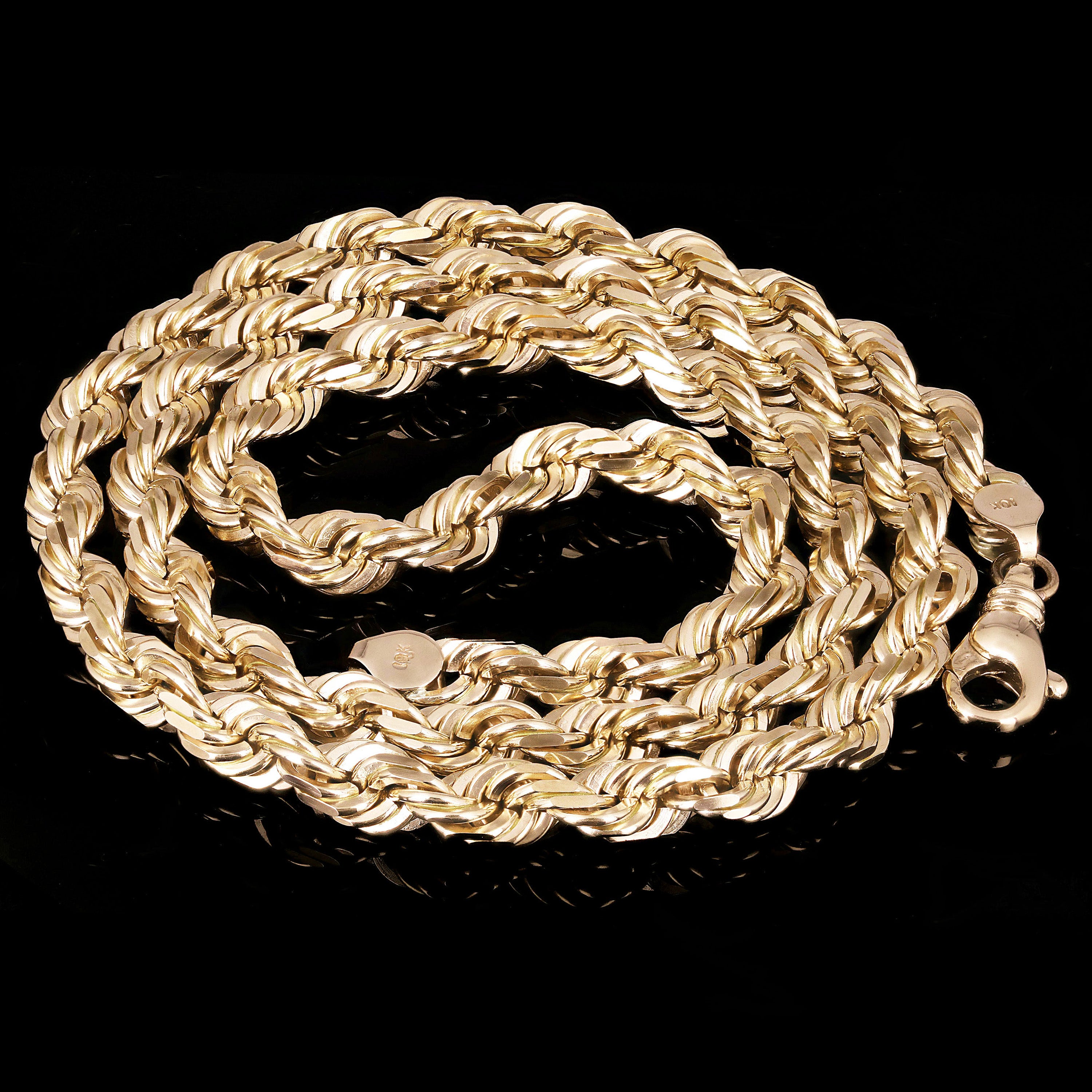 14k Yellow Gold Solid Diamond Cut Rope Chain Necklace 22" 8mm 126.5 grams