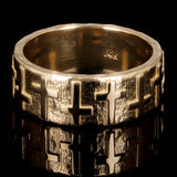 14k Yellow Gold Solid  Calvary Cros Ring Band Size 8 - 7.8mm 10 grams