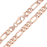 Men's 14k Rose Gold Solid Figaro Necklace Link Chain 20" 7.75mm 52 grams - Rose,20"