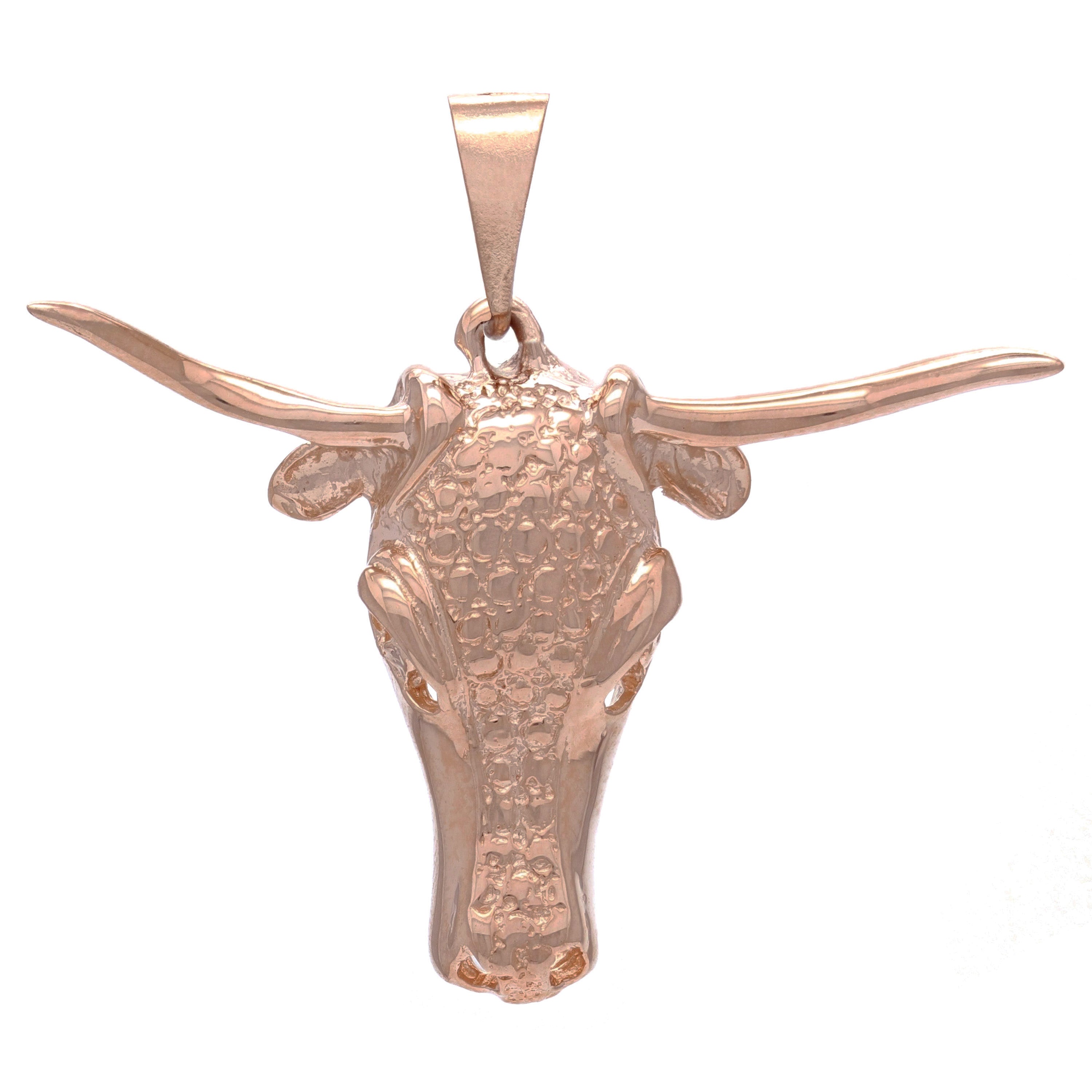 14k Yellow, White or Rose Gold Longhorn Bull Charm or Pendant