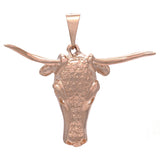 14k Yellow, White or Rose Gold Longhorn Bull Charm or Pendant