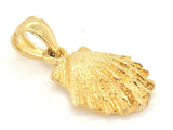 14k Yellow Gold Solid Scallop Sea Shell Charm Pendant 1.6 grams