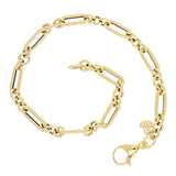 Italian 14k Yellow Gold Round & Twist Paper Clip Link Bracelet 7.5" 2.6 grams