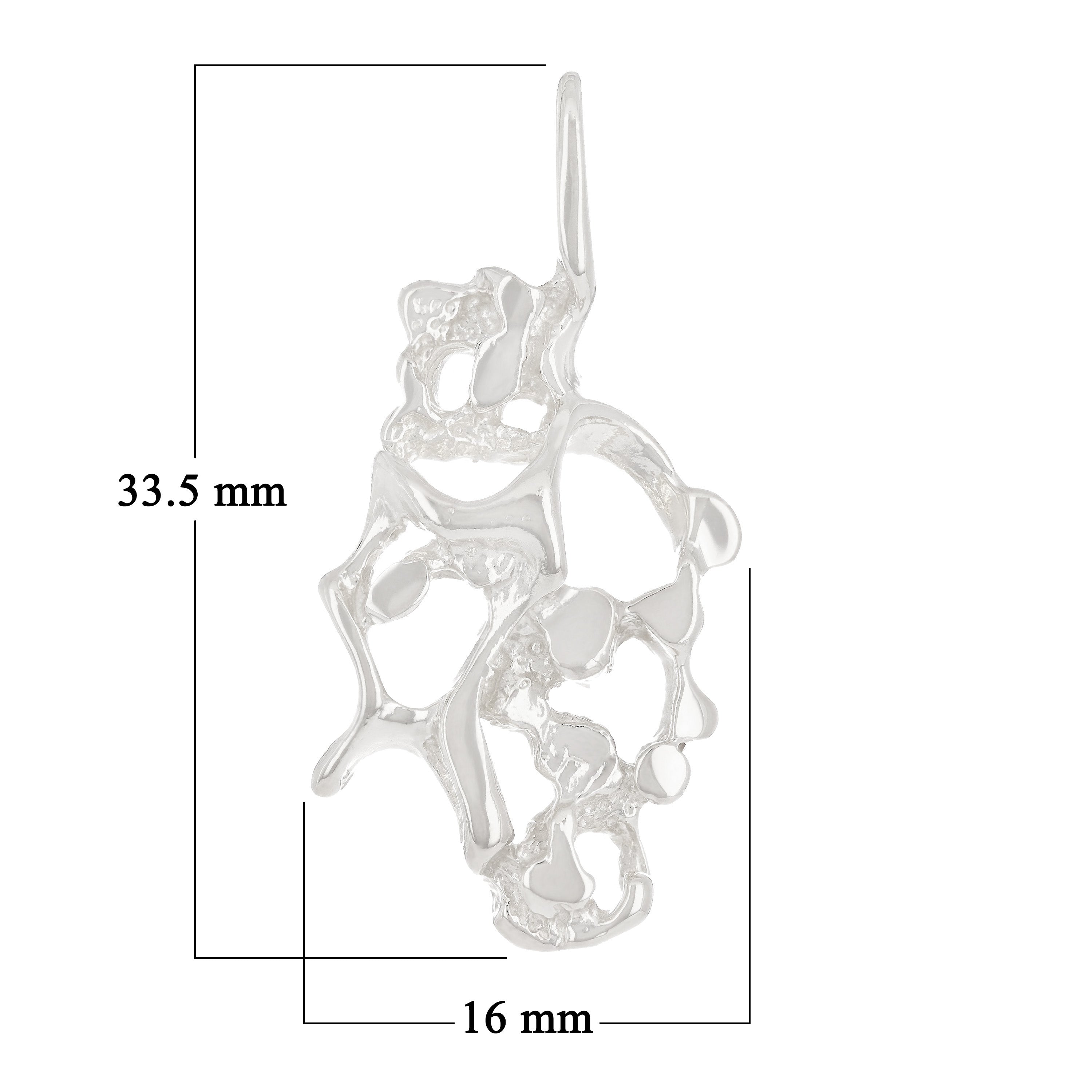 10k White Gold Free Form Nugget Charm Pendant 1.3" 4 grams - White