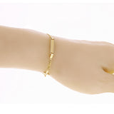 Italian 14k Yellow and White Gold Engravable Baby Kids ID Cross Charm Bracelet 5.5" 2g