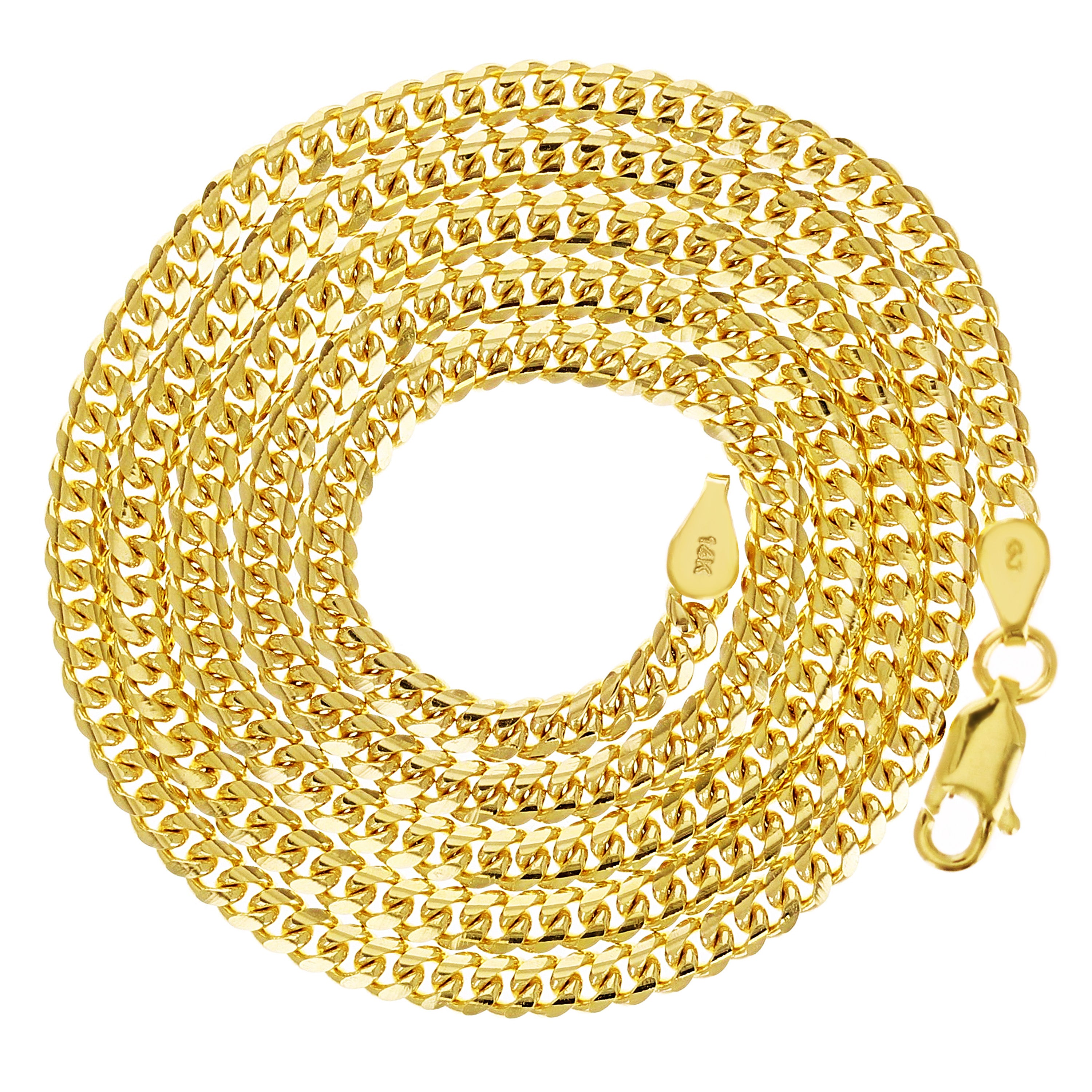 Italian 14k Yellow Gold Solid Miami Cuban Chain Necklace 18" 3.5mm 16 grams - 18" 16 grams