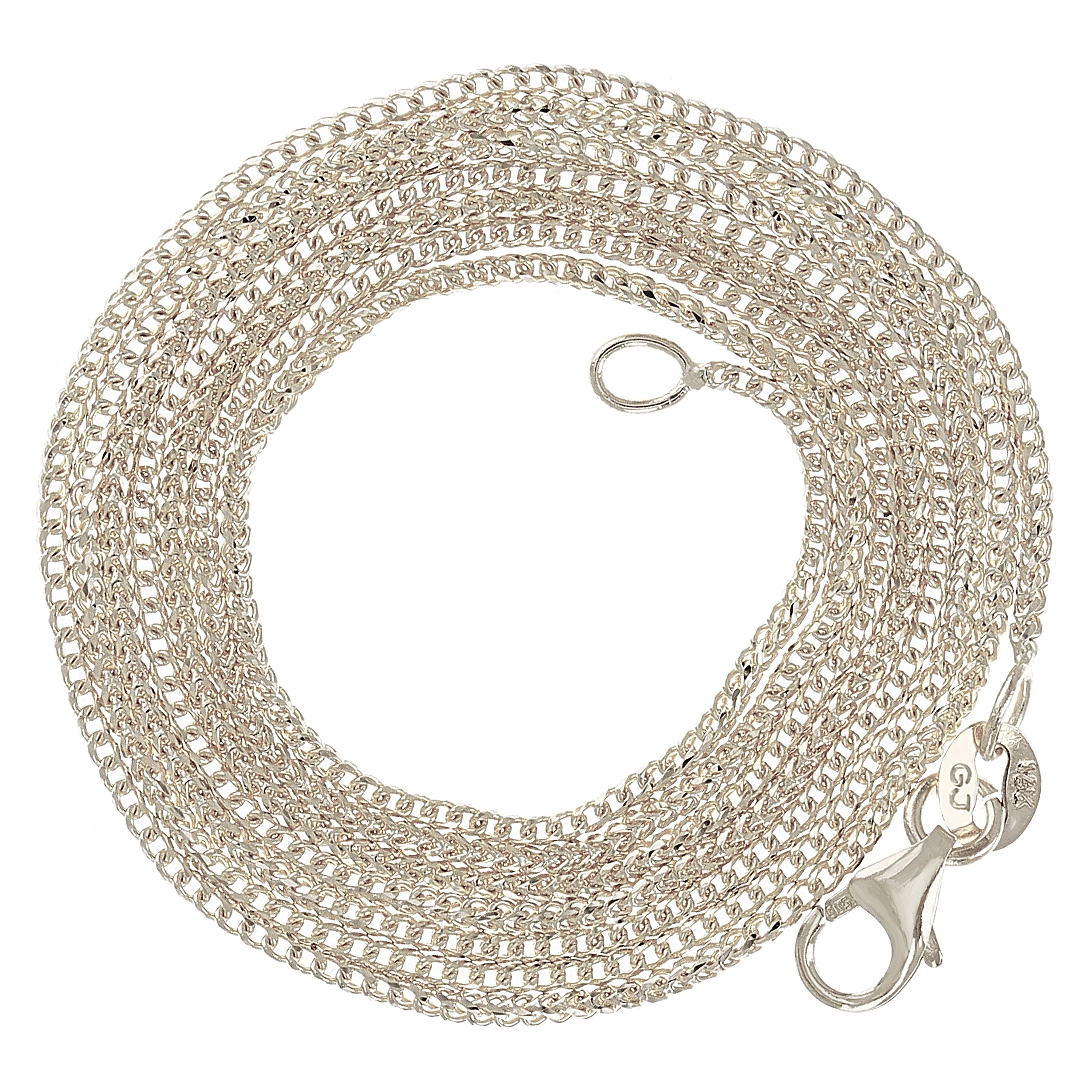Italian 14k White Gold Solid Diamond Cut Franco Chain Necklace 18" 1mm 2.7 grams - White,18" 2.7 grams