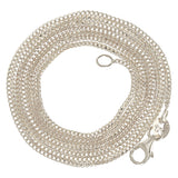 Italian 14k White Gold Solid Diamond Cut Franco Chain Necklace 18" 1mm 2.7 grams - White,18" 2.7 grams