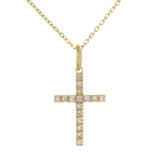 14k Yellow Gold Diamond Cross Charm Pendant Necklace 18" - Yellow