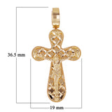 Italian 14k Yellow Gold 3D Double Sided Crucifix Cross Charm Pendant 1.4" 4.5g