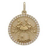 14k Yellow White or Rose Gold Diamond CANCER Zodiac Sign Charm Pendant - Cancer,Yellow