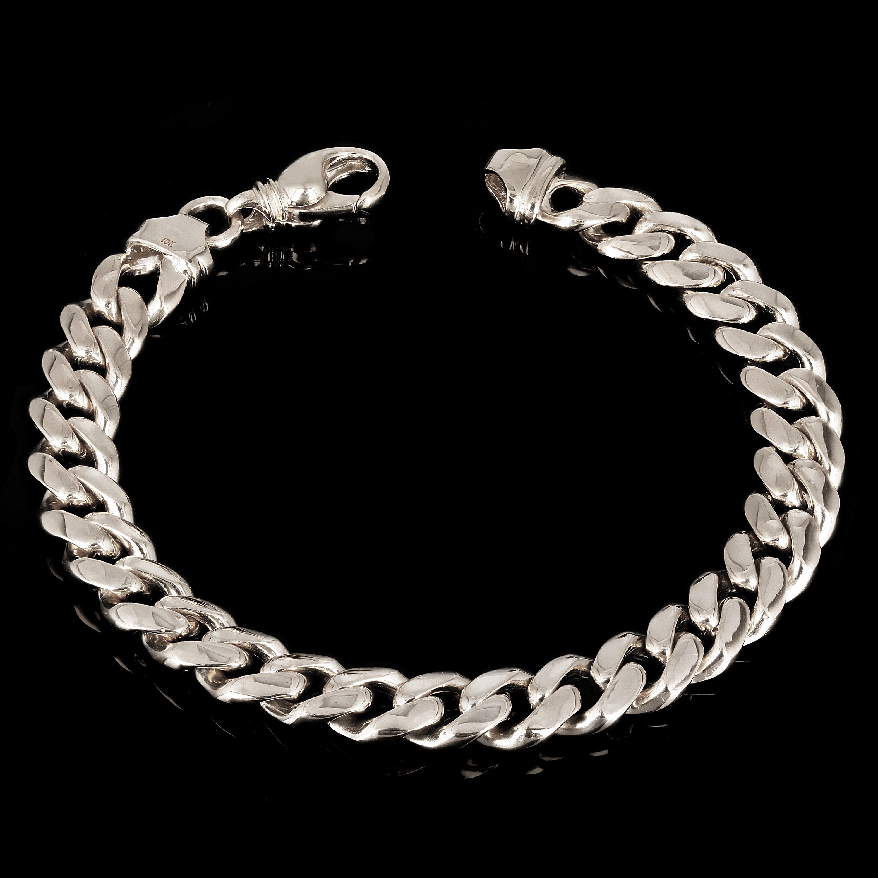 10k White Gold Solid Heavy Miami Cuban Chain Bracelet 7.5" 10mm 44.5 grams - White,7.5"