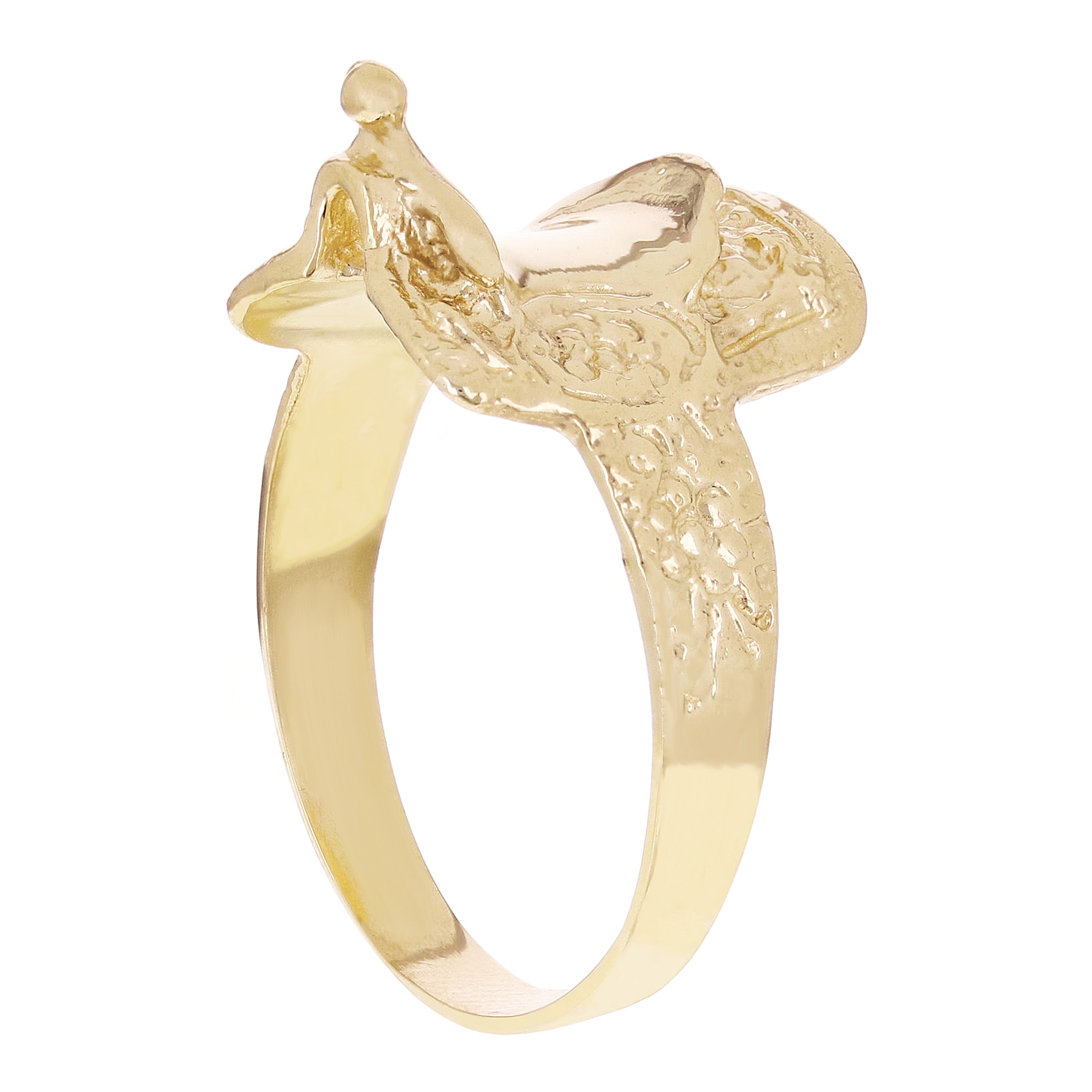 14k Yellow Gold Solid Horse Saddle Seat Ring Size 6 - Ring Size 6