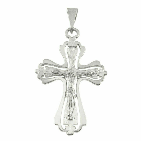 14k White Gold Crucifix Cross Charm Pendant Catholic Jesus Christ 2