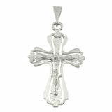 14k White Gold Crucifix Cross Charm Pendant Catholic Jesus Christ 2" 5.2 grams
