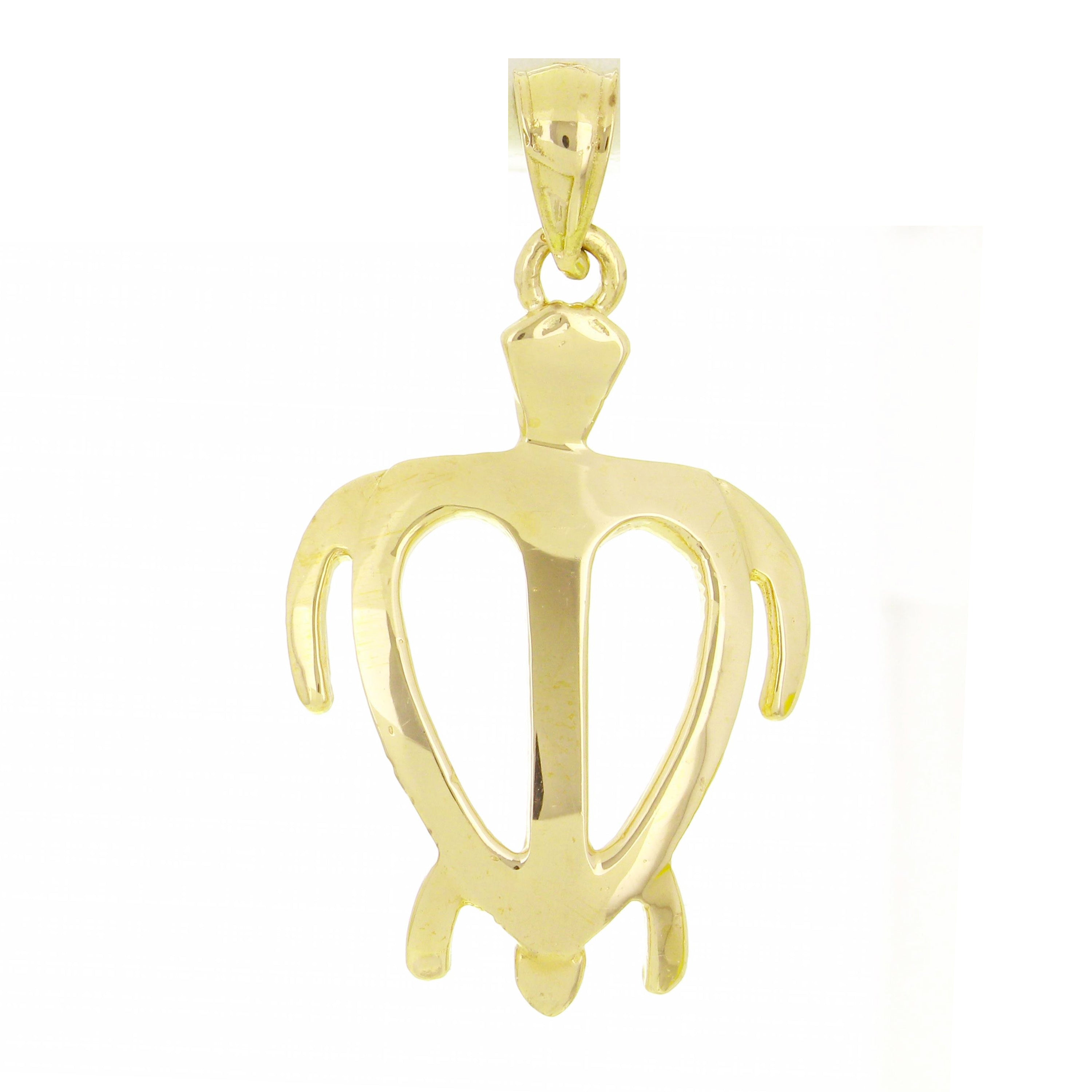 14k Yellow Gold Hawaiian Sea Turtle Pendant Medium - Yellow