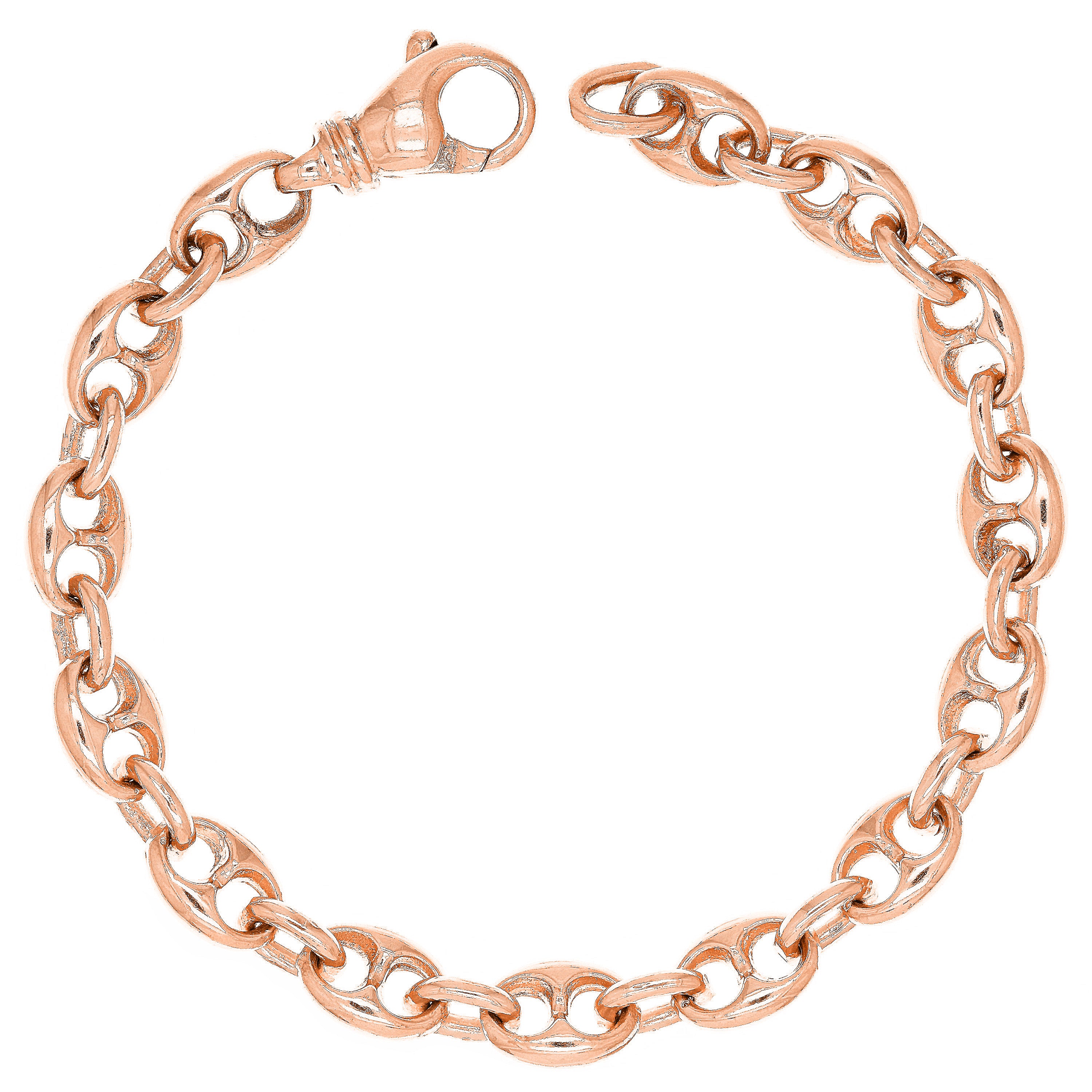 10k Rose Gold Solid Gucci Mariner Link Chain Bracelet 7" 7.5mm 20 grams - Rose,7"