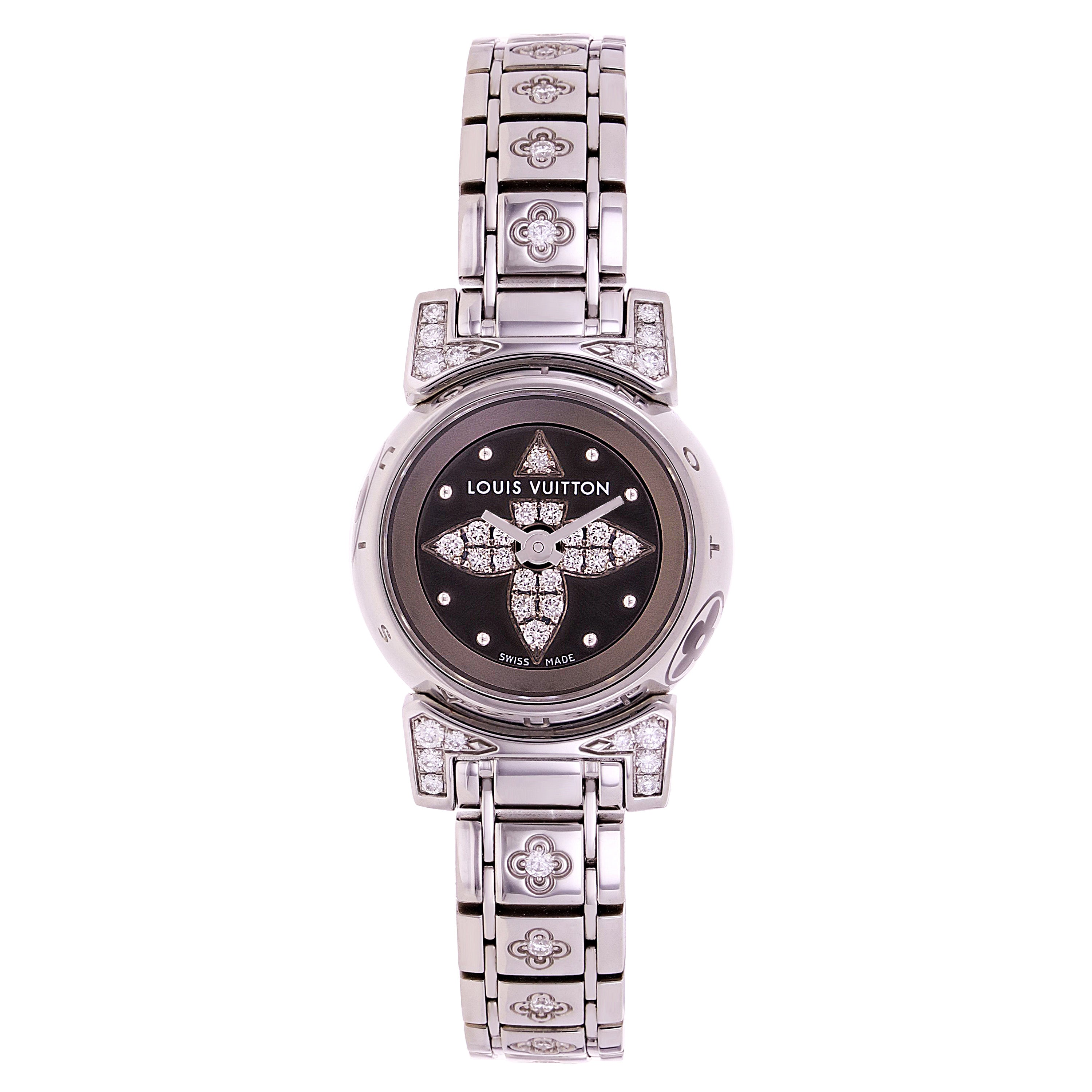 Louis Vuitton Ladies Tambour Bijou Stainless Steel and Factory Diamonds Quartz