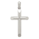 10k White Gold Solid High Polished Cross Religious Charm Pendant 1.8" 6.9 grams - White