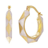 14k Two Tone Gold Hollow Round Hoop Loop Earrings 21mm x 3.6mm 2 grams