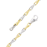 10k Yellow & White Solid Handmade Fashion Link Bracelet 8" 4.8mm 22.1 grams - Yellow and White,8" 22.1 grams