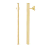 Italian 14k Yellow Gold Square Vertical Bar Dangle Drop Earrings 2" 2.9mm 2.2g