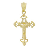 14k Yellow Gold Solid Jesus Crucifix Cross Pendant Religious Charm 1.25" 1.2g - Yellow