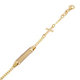 Italian 14k Yellow and White Gold Engravable Baby Kids ID Cross Charm Bracelet 5.5" 2g