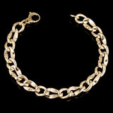 Italian 14k Yellow Gold Hollow Fancy Oval Link Chain Bracelet 7.5" 8.5mm 5.8g