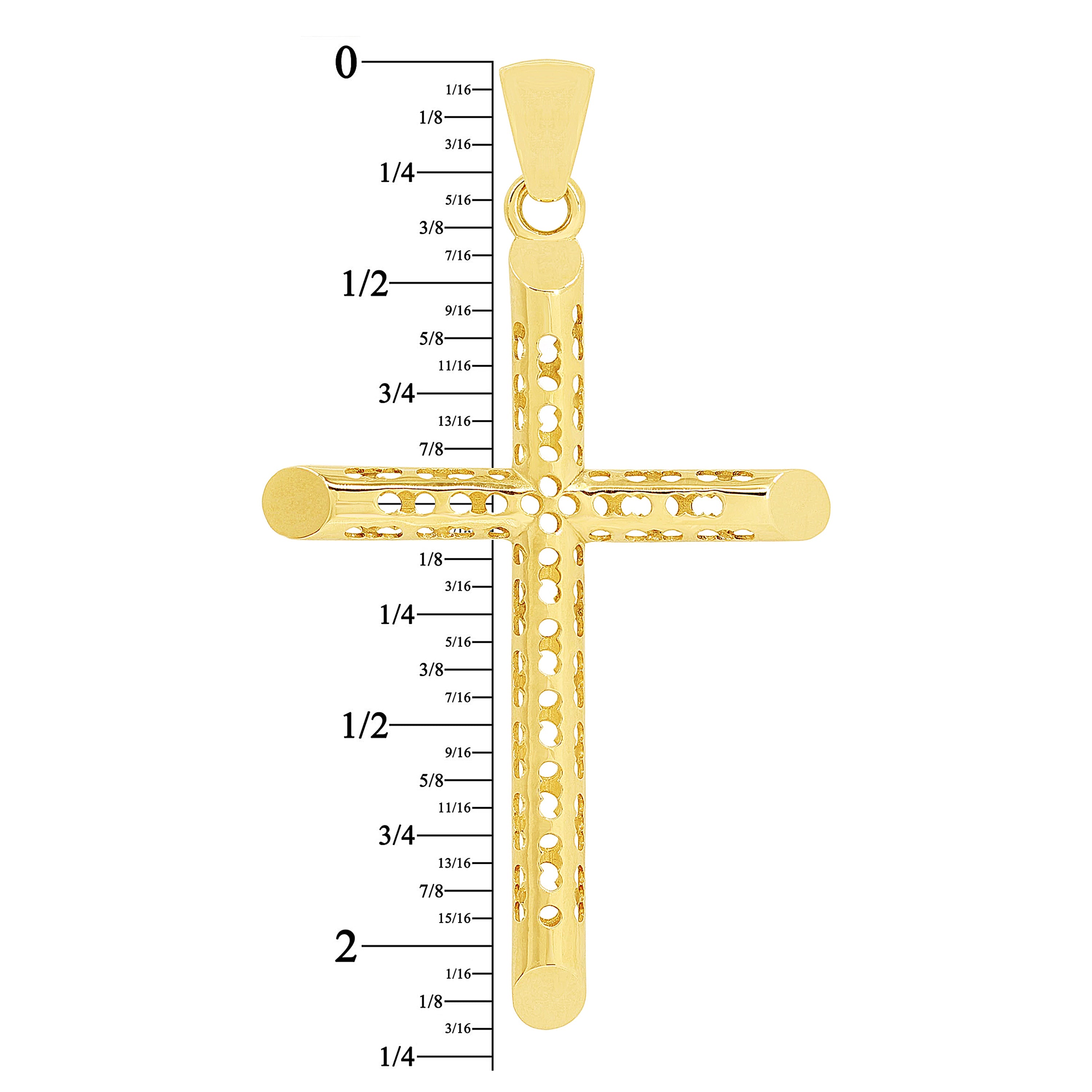 14k Yellow Gold 3D Cross Charm Pendant 2.2" 4.2 grams - Small