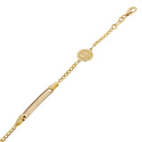 Italian 14k Two-Tone Gold Engravable St. Benedict Charm Baby ID Bracelet 5.5" 2g