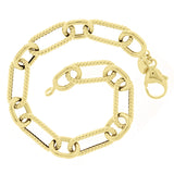 Italian 14k Yellow Gold Hollow Twisted Paper Clip Link Bracelet 7.75" 7.7 grams