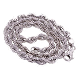 Men's 14k White Gold Solid Diamond Cut Rope Chain Necklace 22" 7mm 89.1 grams - White,22"