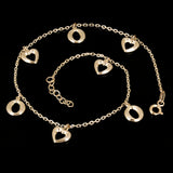 Italian 14k Yellow Gold Heart & Oval Charm Anklet/Bracelet 10" 3 grams