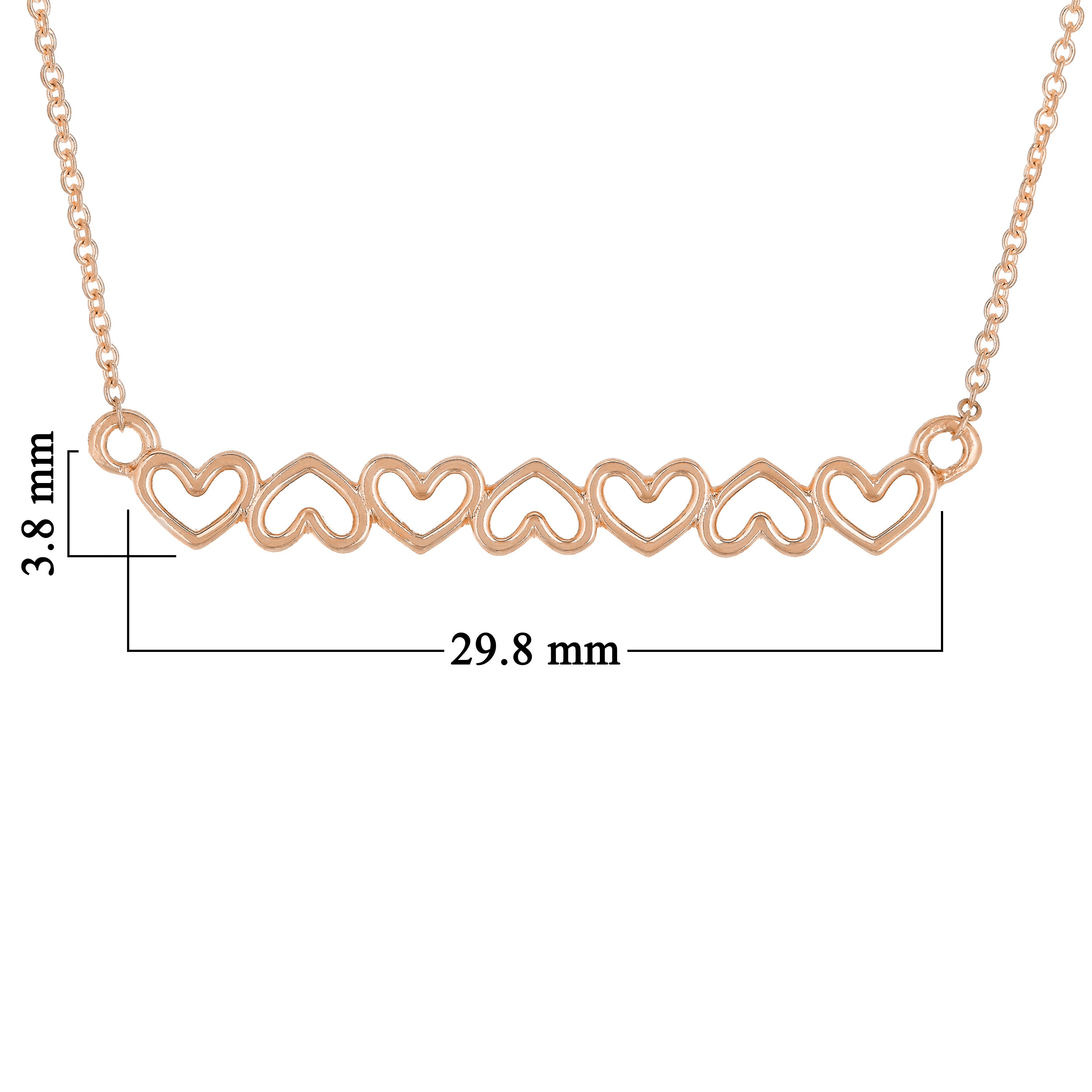 14k Rose Gold Open Hearts Bar Necklace 20" 2.6 grams - Rose,18"