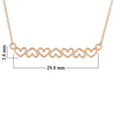 14k Rose Gold Open Hearts Bar Necklace 20" 2.6 grams - Rose,18"