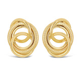 Italian 14k Yellow Gold Rope Multiple Eternity Circle Love Knot Stud Earrings - Yellow
