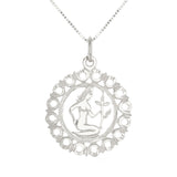 14k White Gold Zodiac Sign Virgo Pendant Necklace 18" - Virgo,White