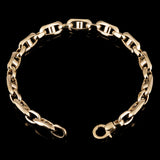 Italian 14k Yellow Gold Fancy Hollow Anchor Mariner Link Bracelet 8.5" 7mm 6.9g