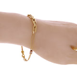 Italian 14k Tri-Color Gold Spiga, Link & Charm Bracelet 7.5" 3.7 grams