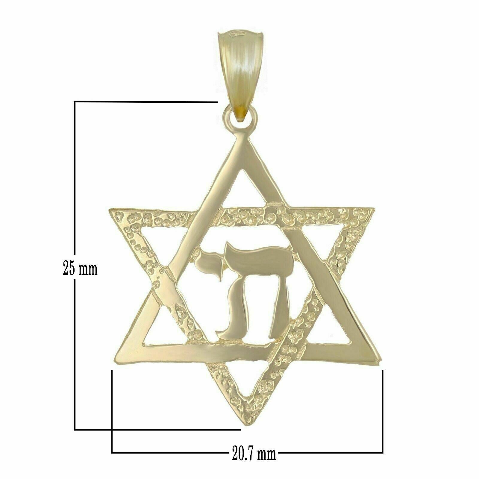 14k Yellow Gold  Hebrew Chai Jewish Star Of David Charm Pendant 2.2 grams