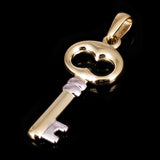 Italian 14k Yellow & White Gold Key Charm Pendant 1.3" 1.2 grams
