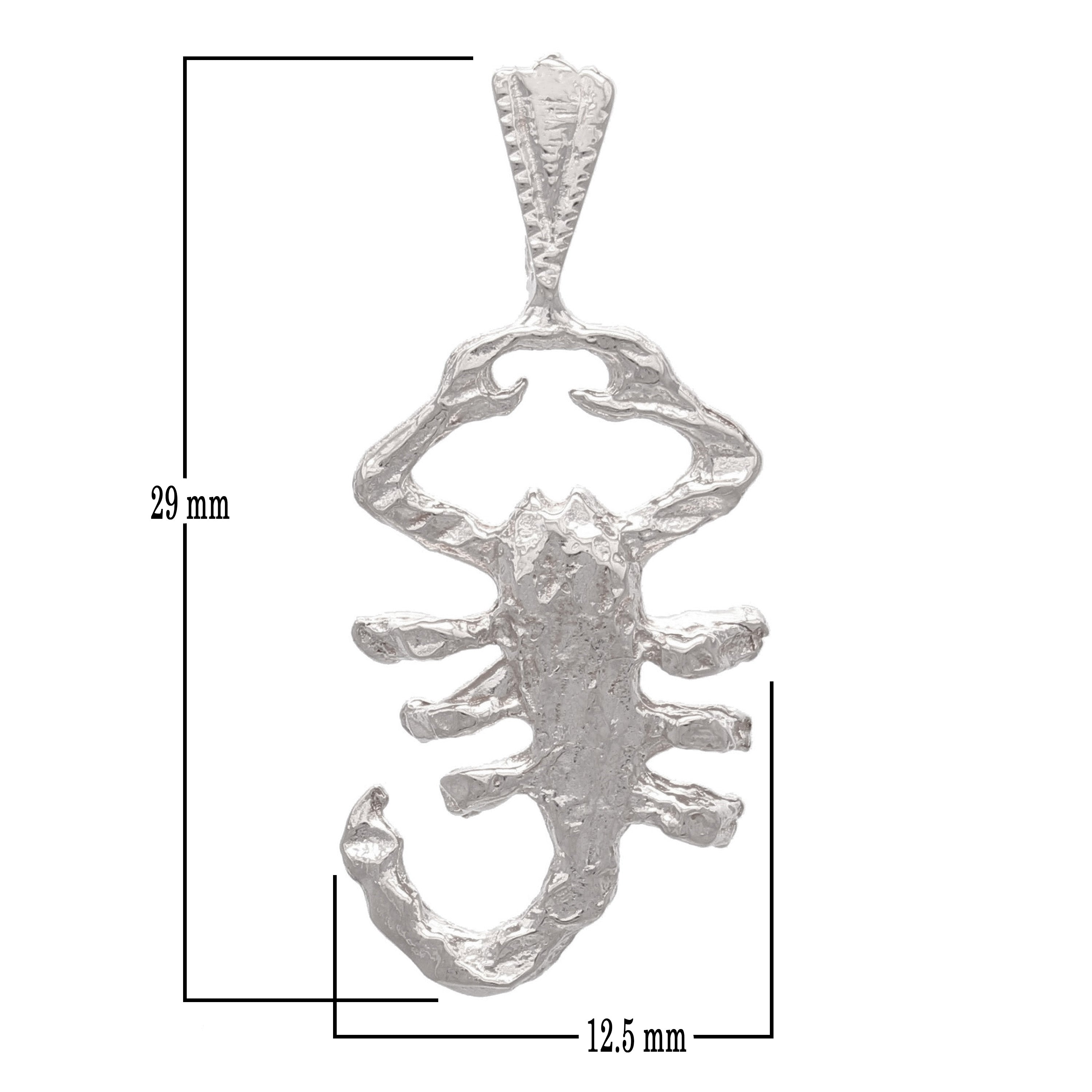 14k White Gold Diamond Cut Zodiac Sign Scorpion Charm Pendant 2.4 grams - White