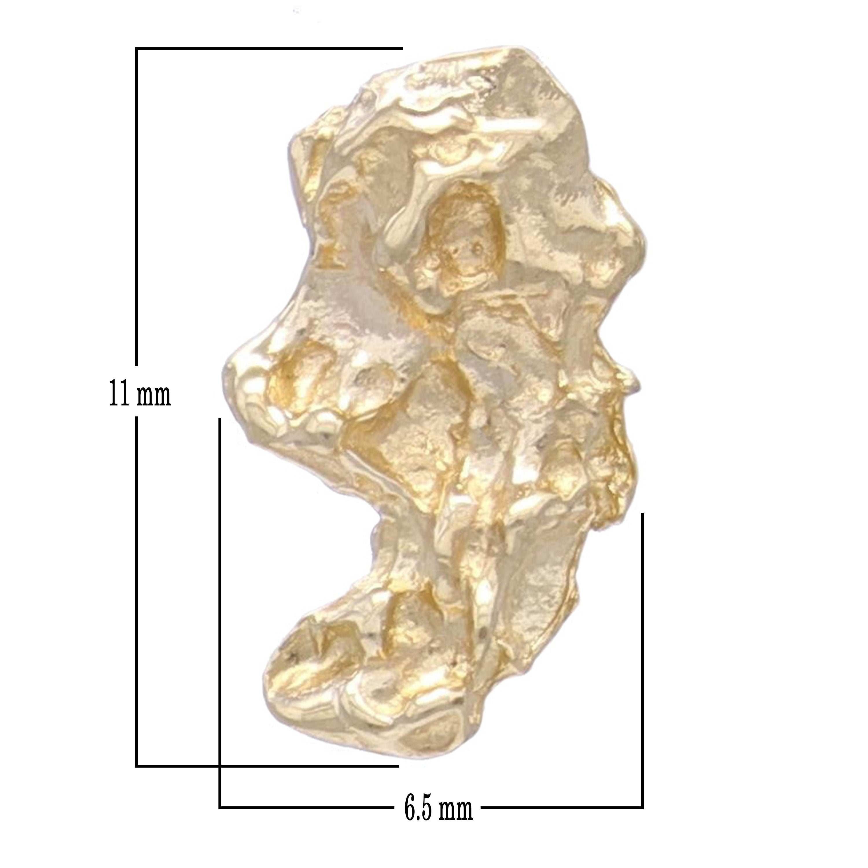 14k Yellow Gold Solid Small Nugget Free Form Charm Pendant 0.6 gram - Yellow