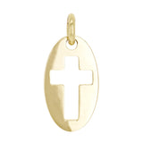14kt Yellow Gold Cross Cutout Oval Charm Pendant 0.8" 1.2 grams
