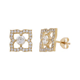 14k Yellow Gold 1ctw Diamond Solitaire Blooming Flower Stud Earrings - Yellow