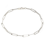 Italian 14k White Gold Hollow Paper Clip Links Bracelet 8" 3.2mm 1.6 grams - White,8"